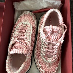Valentino Pink and White Crochet Sneakers size 8
